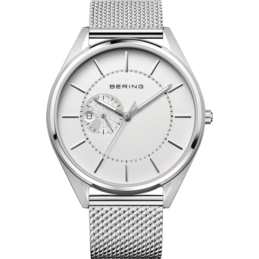 Bering Automatic Stainless Steel Mesh Gents Watch with White Dial