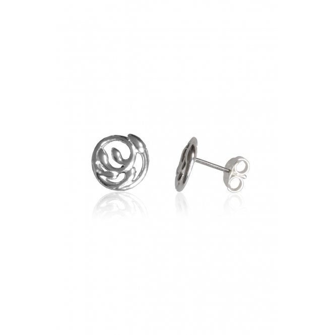 Sterling Silver Round Cut-Out Vine Studs