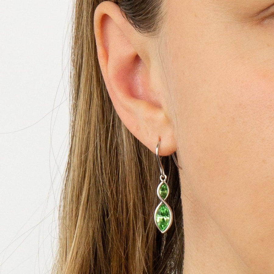 Fiorelli Sterling Silver Green Crystal Drop Earrings