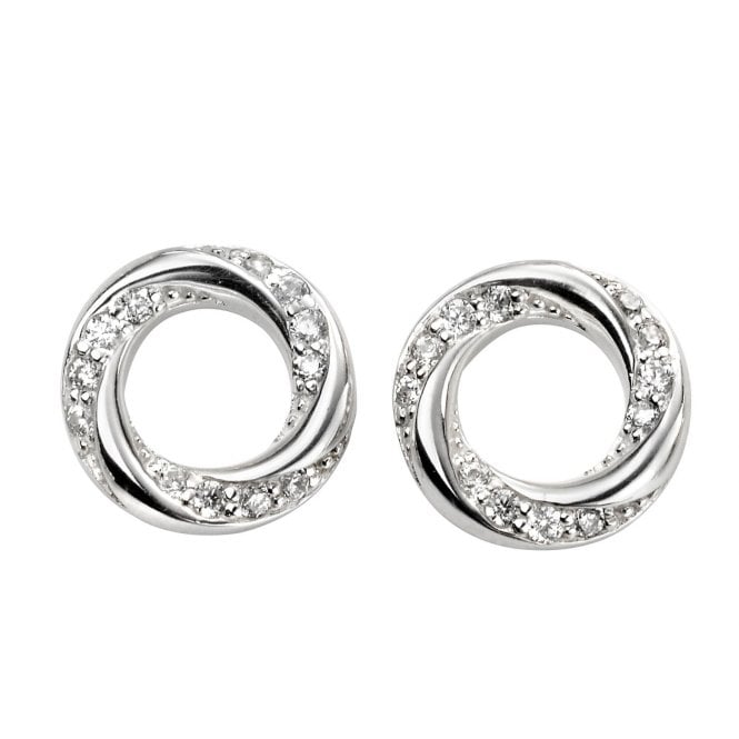 Sterling Silver Twisted CZ Stud Earrings