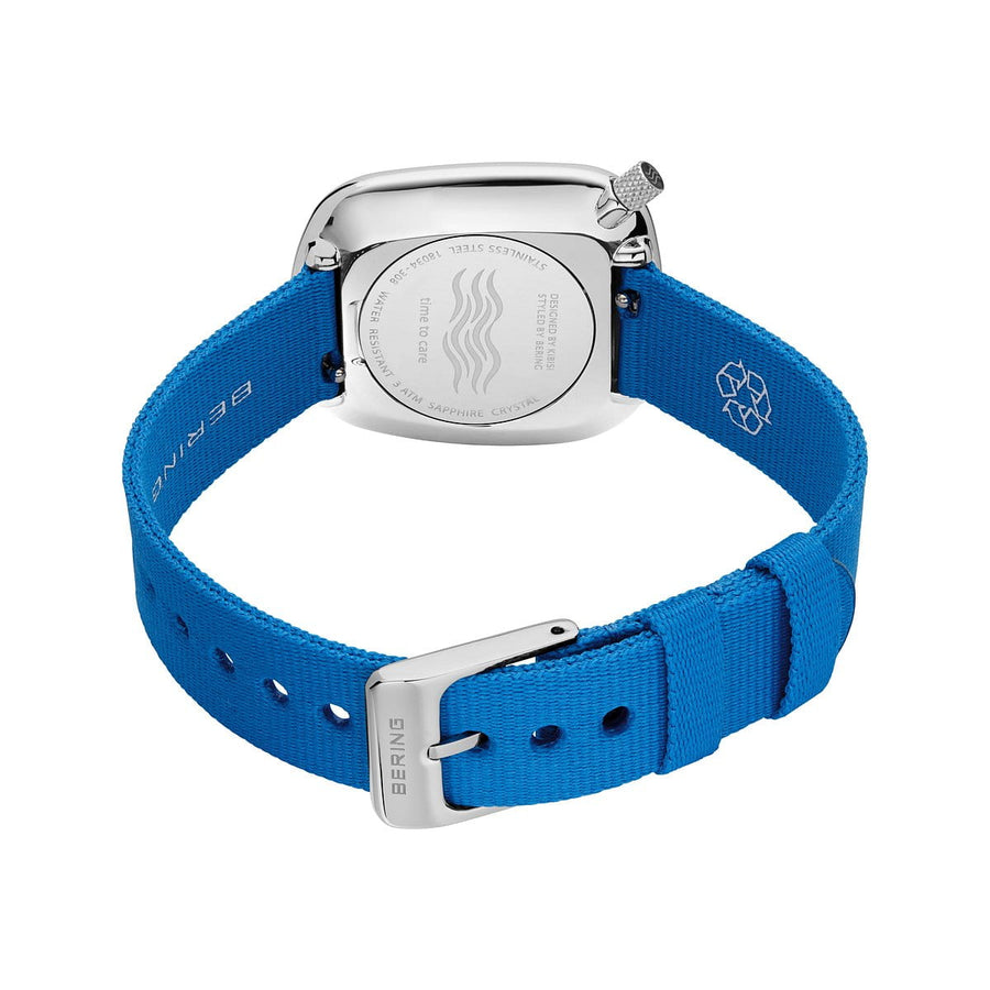 Bering Turquoise Blue Stainless Steel 'Ocean Pebble' Recycled Watch