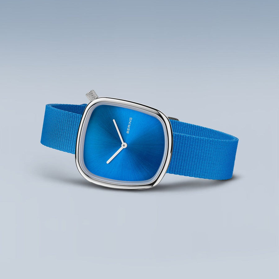 Bering Turquoise Blue Stainless Steel 'Ocean Pebble' Recycled Watch