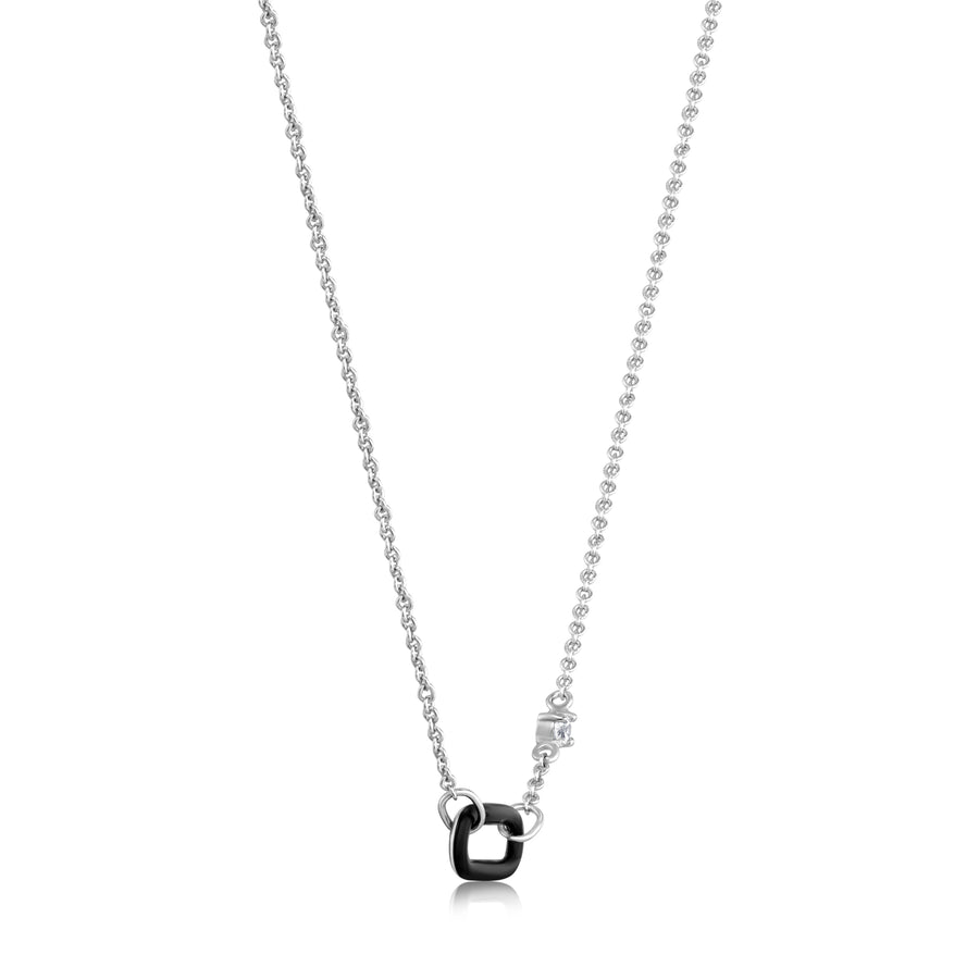 Ania Haie Black Enamel Silver Link Necklace