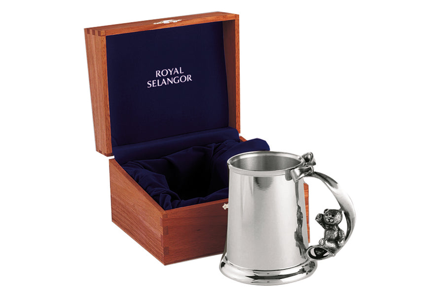 Royal Selangor Pewter Baby Teddy Mug in Wooden Box