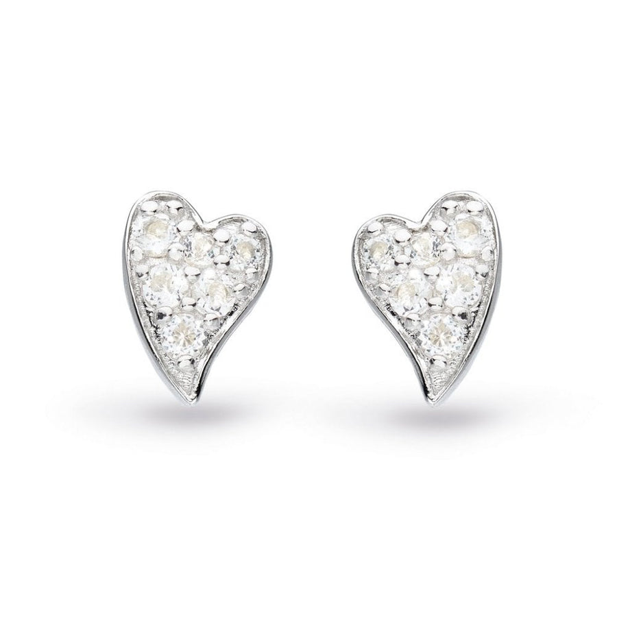 Kit Heath Sterling Silver White Topaz Heart Stud Earrings