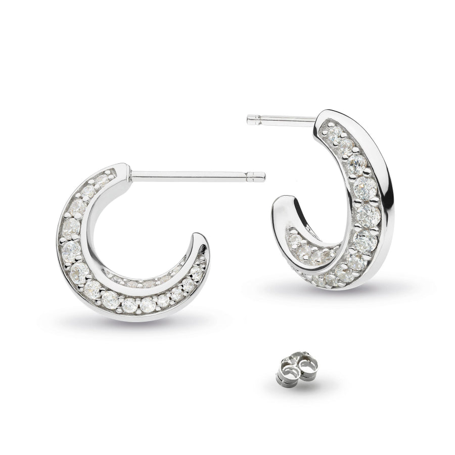 Kit Heath Sterling Silver 'Bevel Cirque' Pave CZ Hoop Earrings