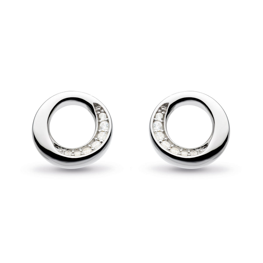 Kit Heath Sterling Silver Bevel Cirque Pave CZ Stud Earrings