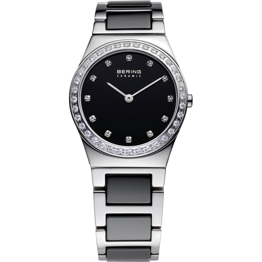 Bering Black Ceramic Ladies Watch with Swarovski Crystal Bezel