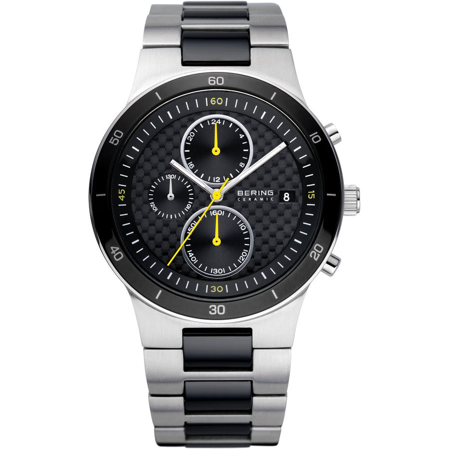 Bering Ceramic & Stainless Steel Multi Dial Gents Watch with Black Face