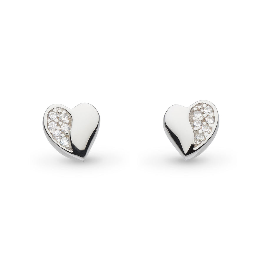 Kit Heath Sterling Silver Mini Cubic Zirconia Sweetheart Studs