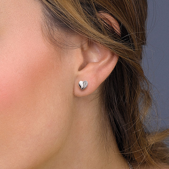 Kit Heath Sterling Silver Mini Cubic Zirconia Sweetheart Studs