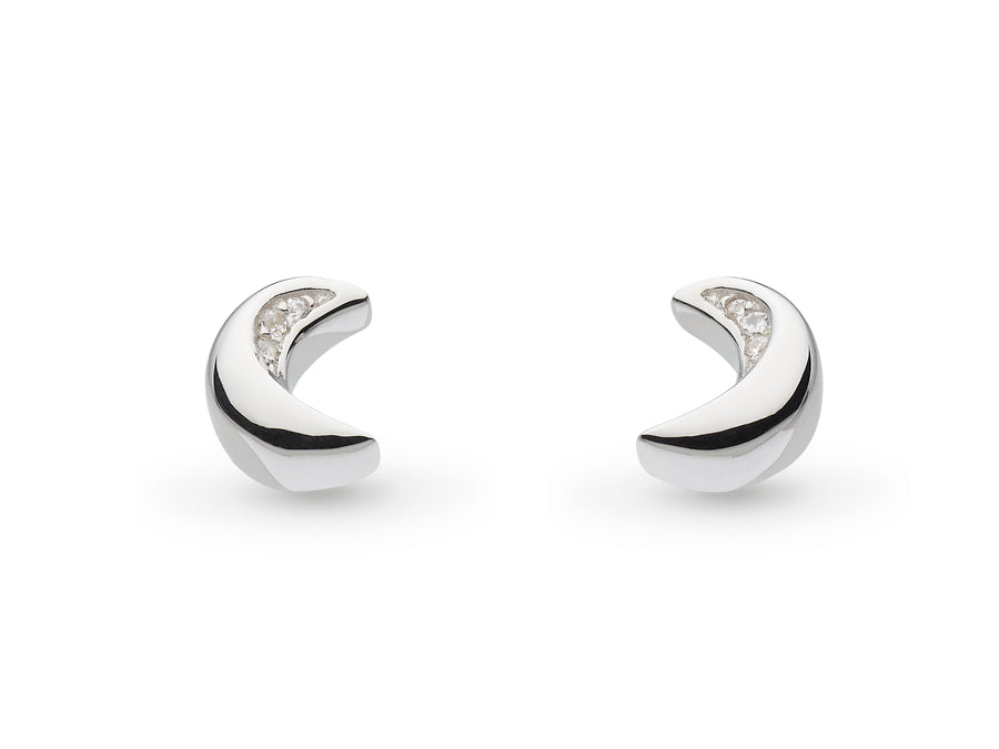 Kit Heath Sterling Silver Cubic Zirconia Miniature Moon Stud Earrings