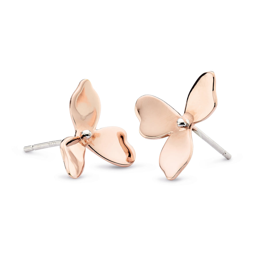 Kit Heath Sterling Silver Rose Gold Plated 'Blossom' Flower Stud Earrings