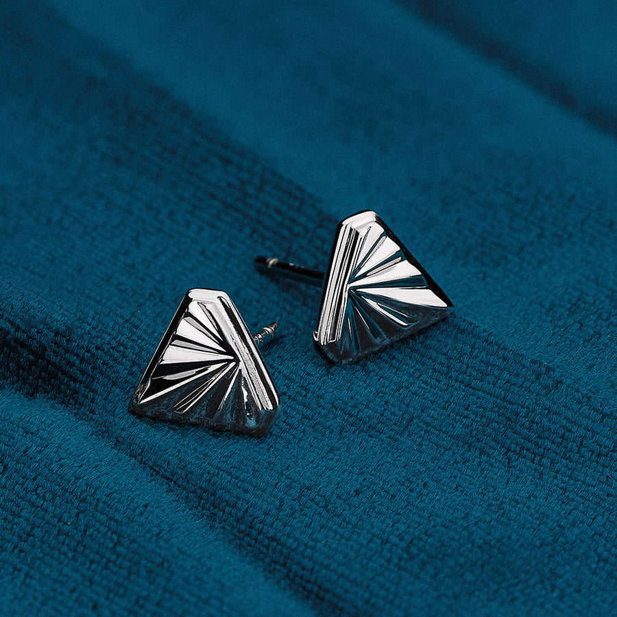 Kit Heath Sterling Silver Empire Deco Diamond Shape Stud Earrings