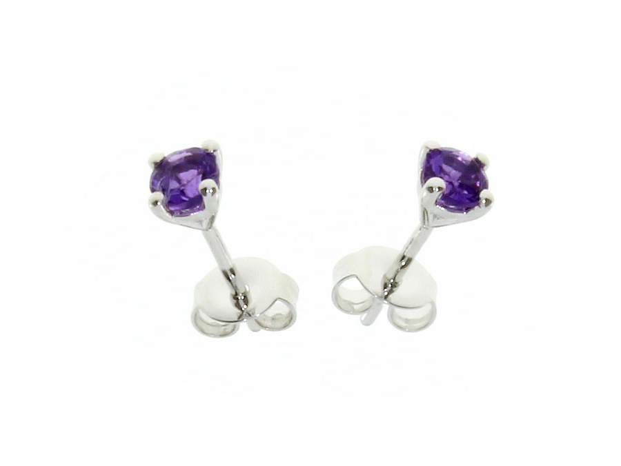 Amore Argento Sterling Silver Amethyst Stud Earrings