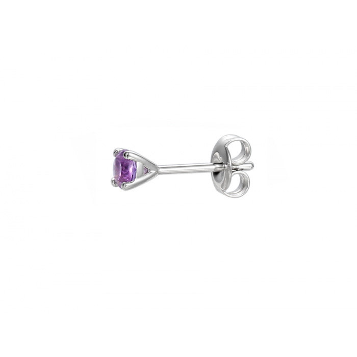 Amore Argento Sterling Silver Round Amethyst Birthstone Stud Earrings