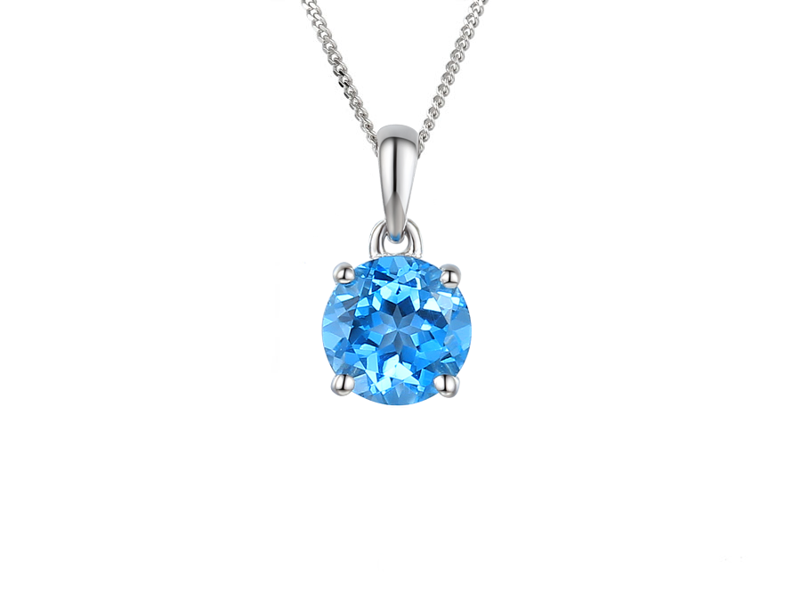 Amore Argento Sterling Silver Blue Topaz Round Necklace