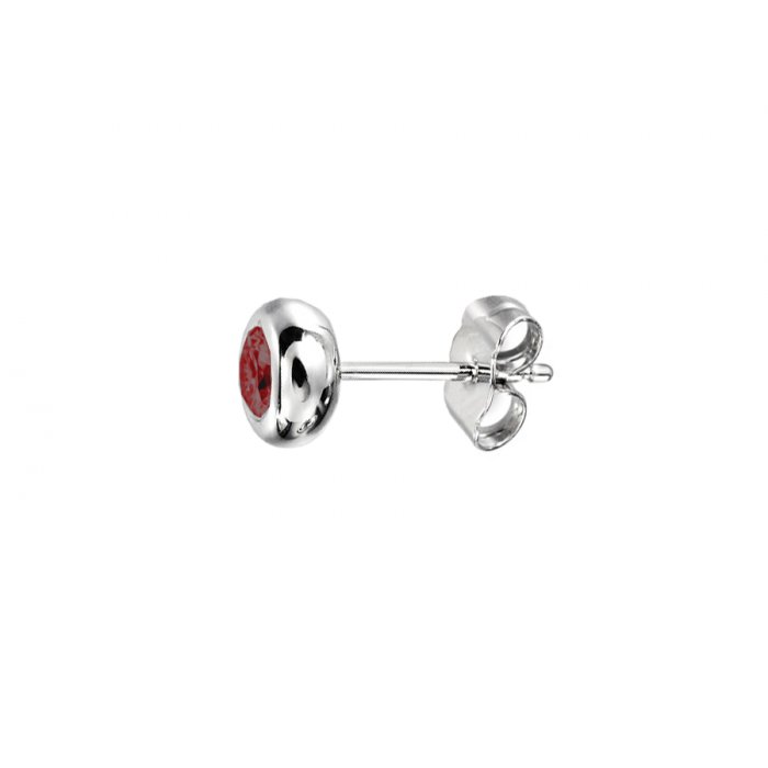 Amore Argento Sterling Silver Round Garnet Studs