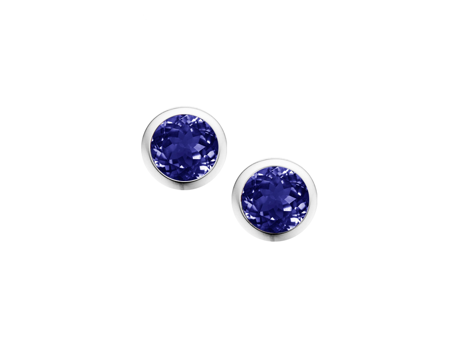 Amore Argento Sterling Silver Round Iolite Studs