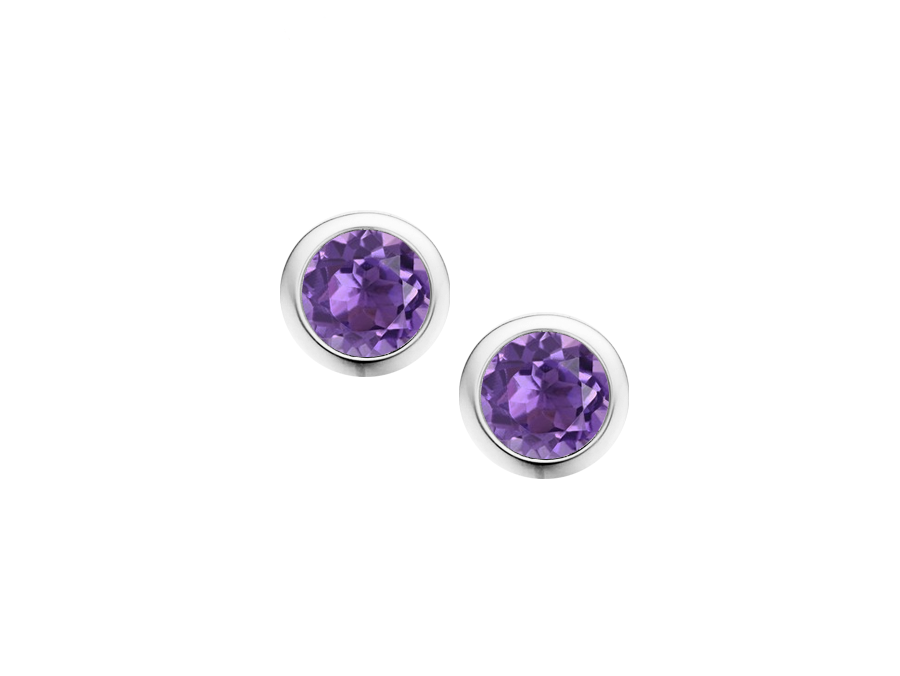 Amore Argento Sterling Silver Amethyst Orbit Stud Earrings