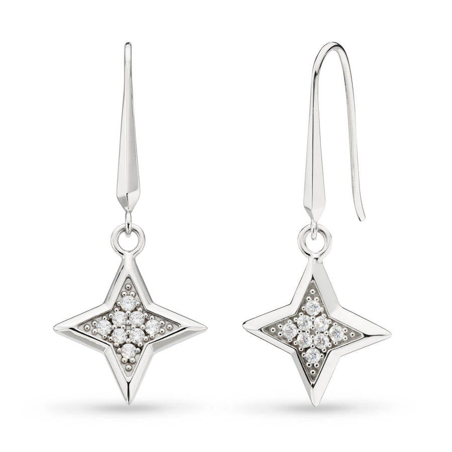 Kit Heath Sterling Silver Starburst CZ Pave Drop Earrings