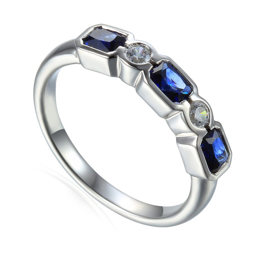 18ct White Gold Sapphire & Diamond Eternity Ring