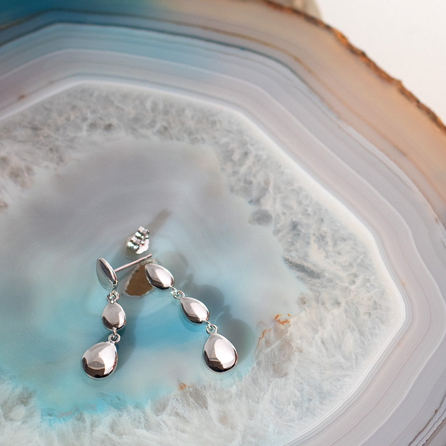 Kit Heath Sterling Silver 'Linking Pebbles' Drop Earrings