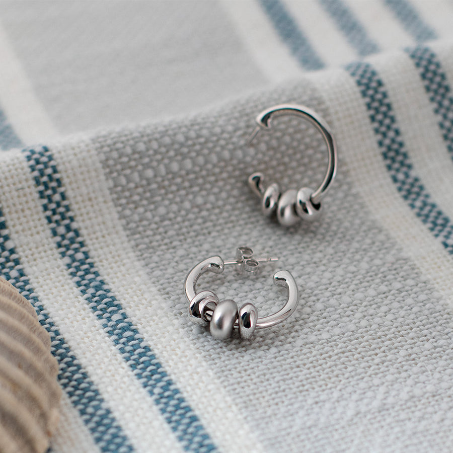 Kit Heath Sterling Silver Pebble Hoop Earrings
