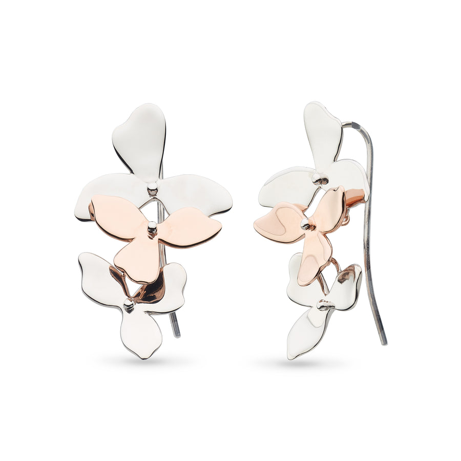 Kit Heath Sterling Silver Trio Blossom Drop Earrings