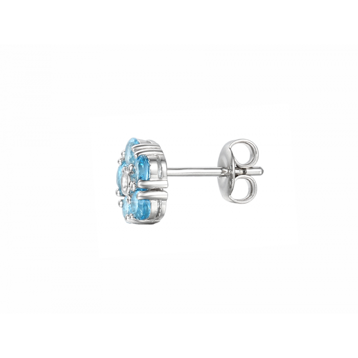 Amore Argento Sterling Silver Blue Topaz Flower Stud Earrings