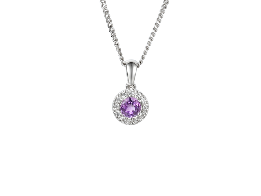 Amore Argento Sterling Silver Amethyst and CZ Cluster Pendant