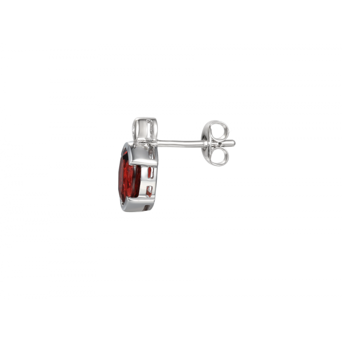 Amore Argento Sterling Silver Garnet and CZ Stud Earrings