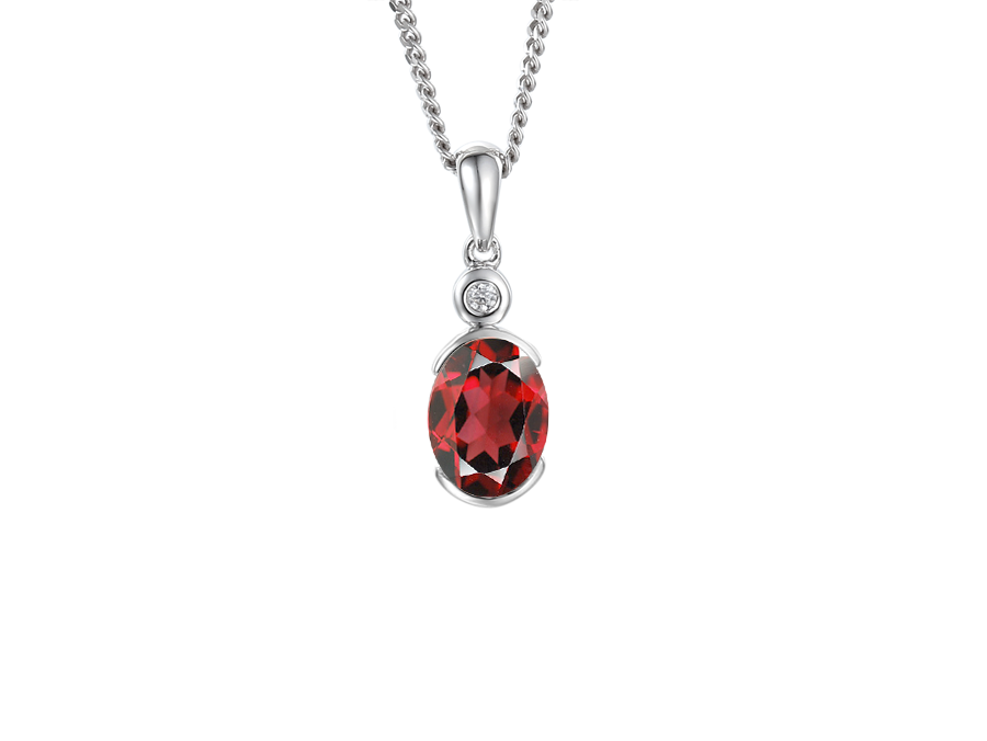 Amore Argento Sterling Silver Garnet And CZ Necklace