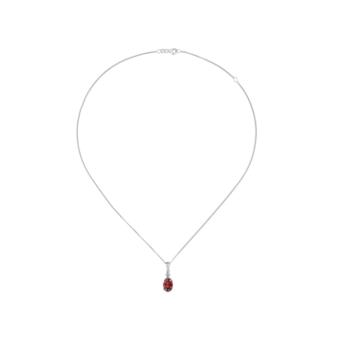 Amore Argento Sterling Silver Garnet And CZ Necklace
