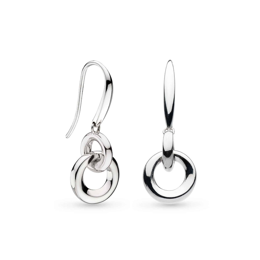 Kit Heath Sterling Silver Bevel Double Link Drop Earrings