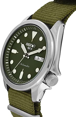 Seiko Gents Green Automatic Canvas Strap Watch