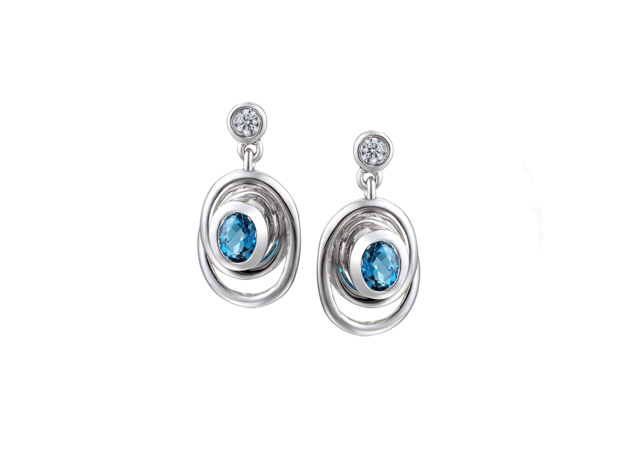 Amore Argento Sterling Silver Blue Topaz & CZ Drop Earrings