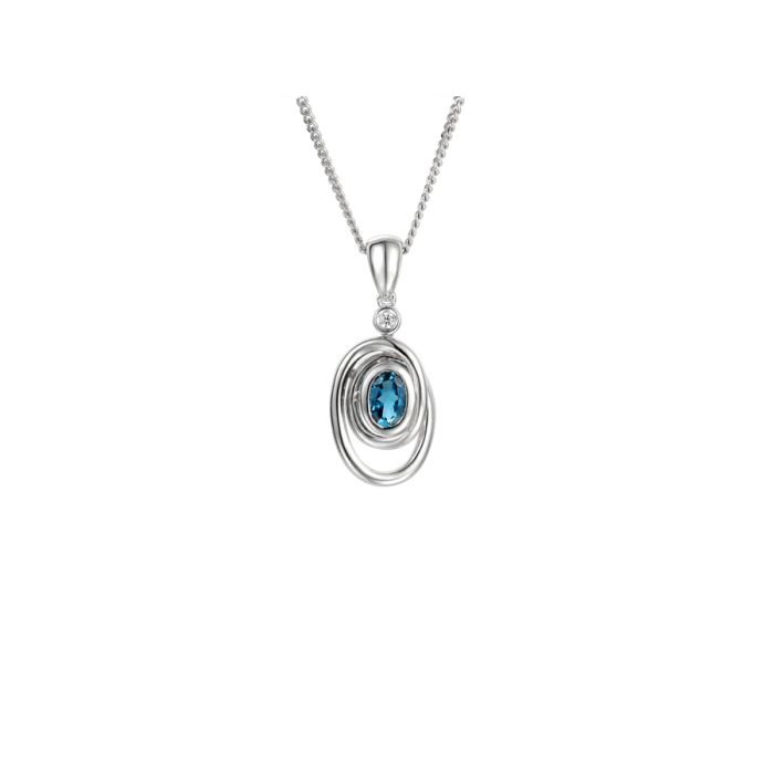 Amore Argento Sterling Silver Blue Topaz & CZ Swirl Pendant
