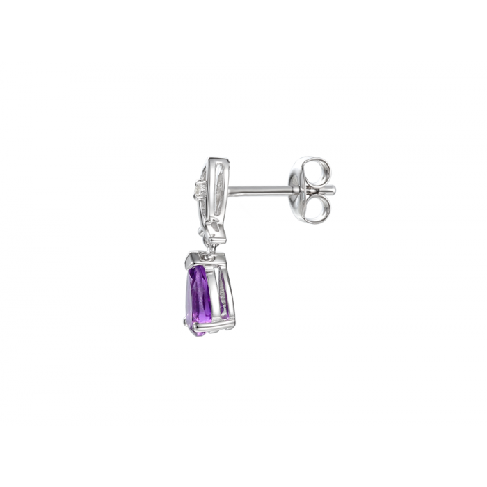 Amore Argento Sterling Silver Amethyst & CZ Drop Earrings