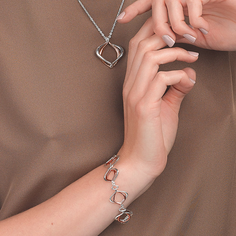 Kit Heath Sterling Silver Alicia Bracelet with Rose Gold Detail