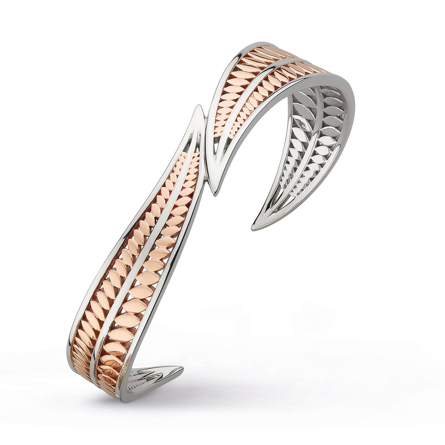 Kit Heath Sterling Silver Blossom Eden Blush Leaf Bangle