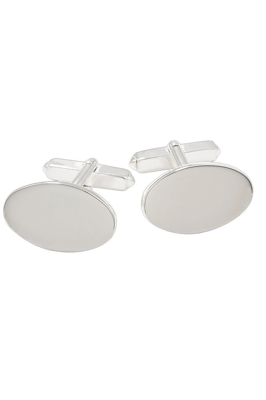 Sterling Silver Plain Oval Cufflinks