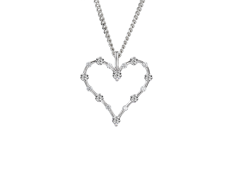 Amore Argento Sterling Silver CZ Heart Necklace