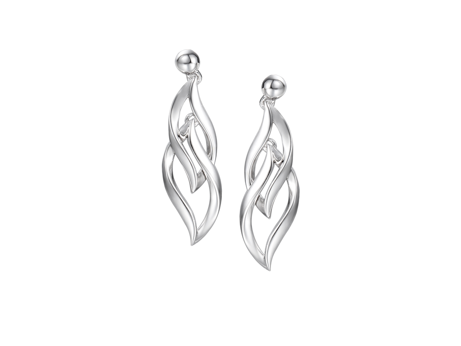 Amore Argento Sterling Silver Flame Drop Earrings