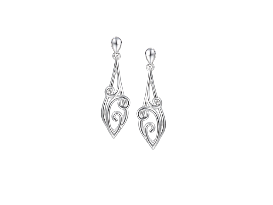 Amore Argento Sterling Silver Wave Drop Earrings