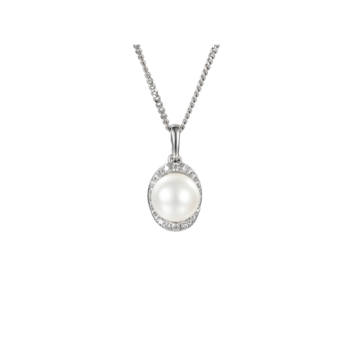 Amore Argento Sterling Silver Pearl and CZ Necklace