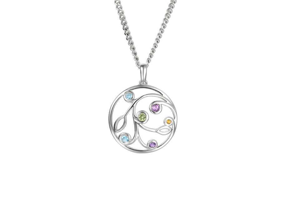 Amore Argento Sterling Silver Multi-Gem Set Open Pendant