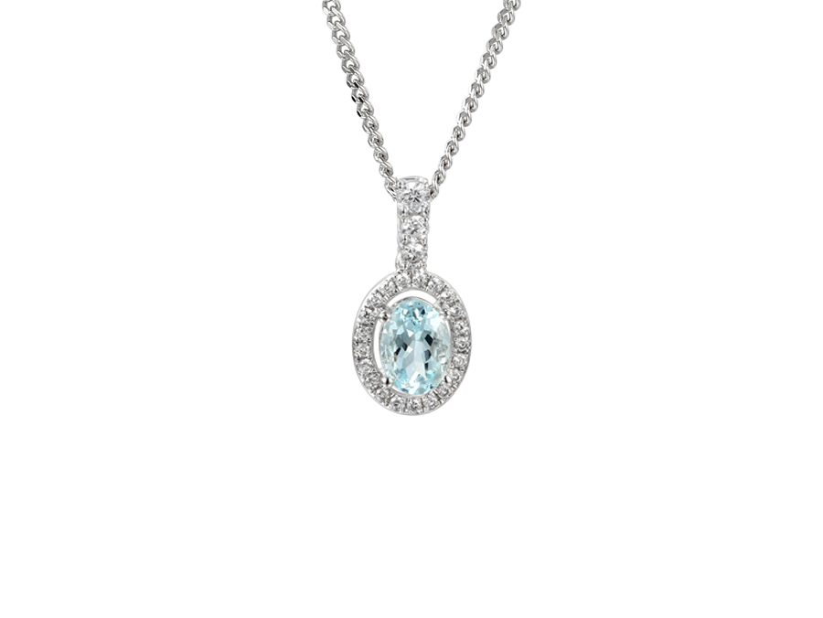Amore Argento Sterling Silver Aquamarine and CZ Necklace