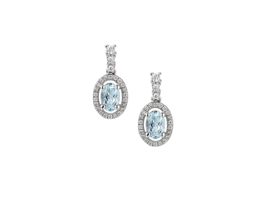 Amore Argento Sterling Silver Aquamarine and CZ Earrings