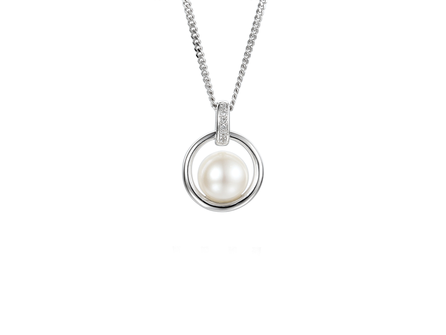 Amore Argento Sterling Silver Open Circle Pearl Pendant